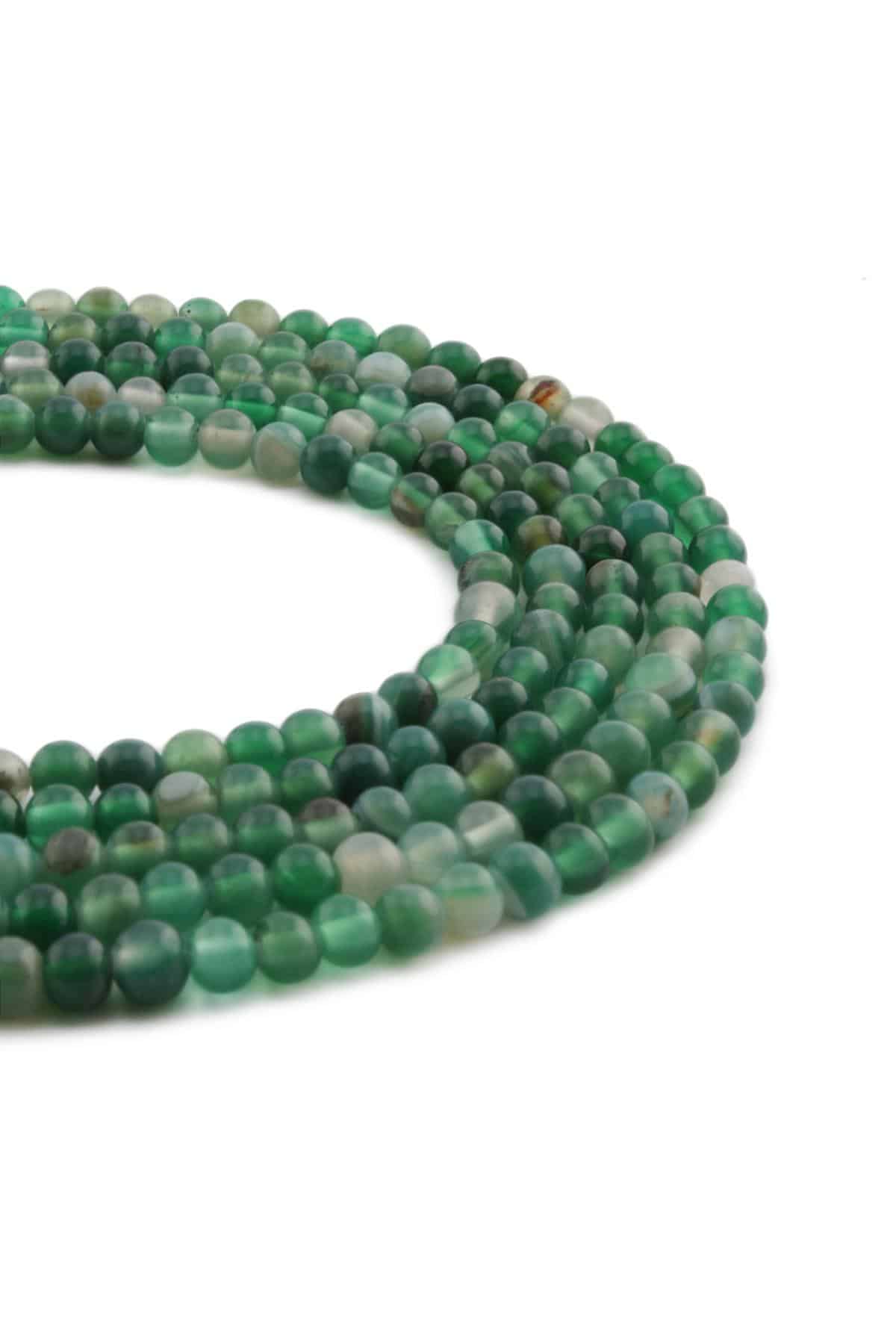 Madagascar Agate Natural Stone Shiny Green Globe Cut 4mm String Of Beads