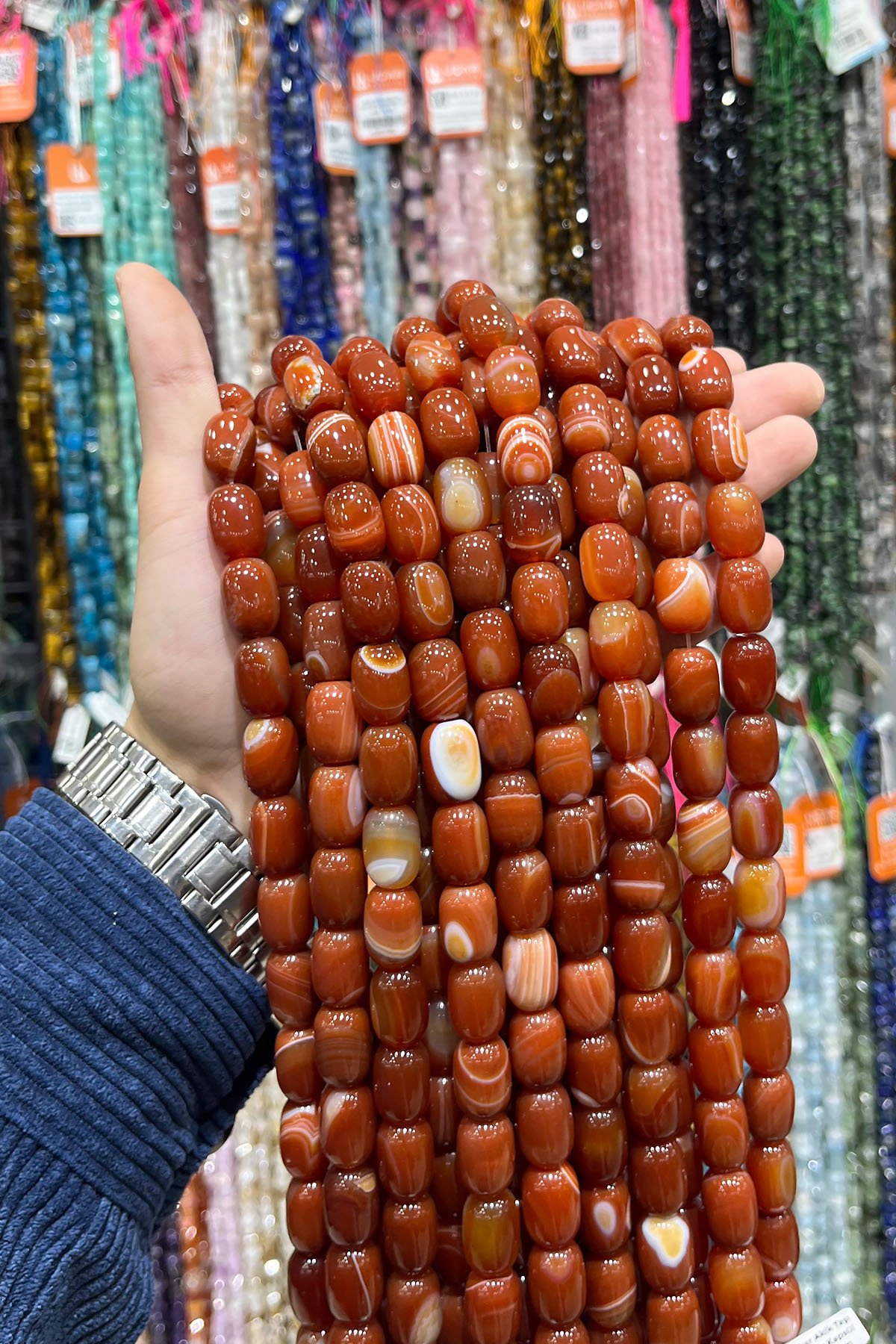 Madagaskar Akik Taşı Koyu Turuncu Kapsül Kesim 13x18mm