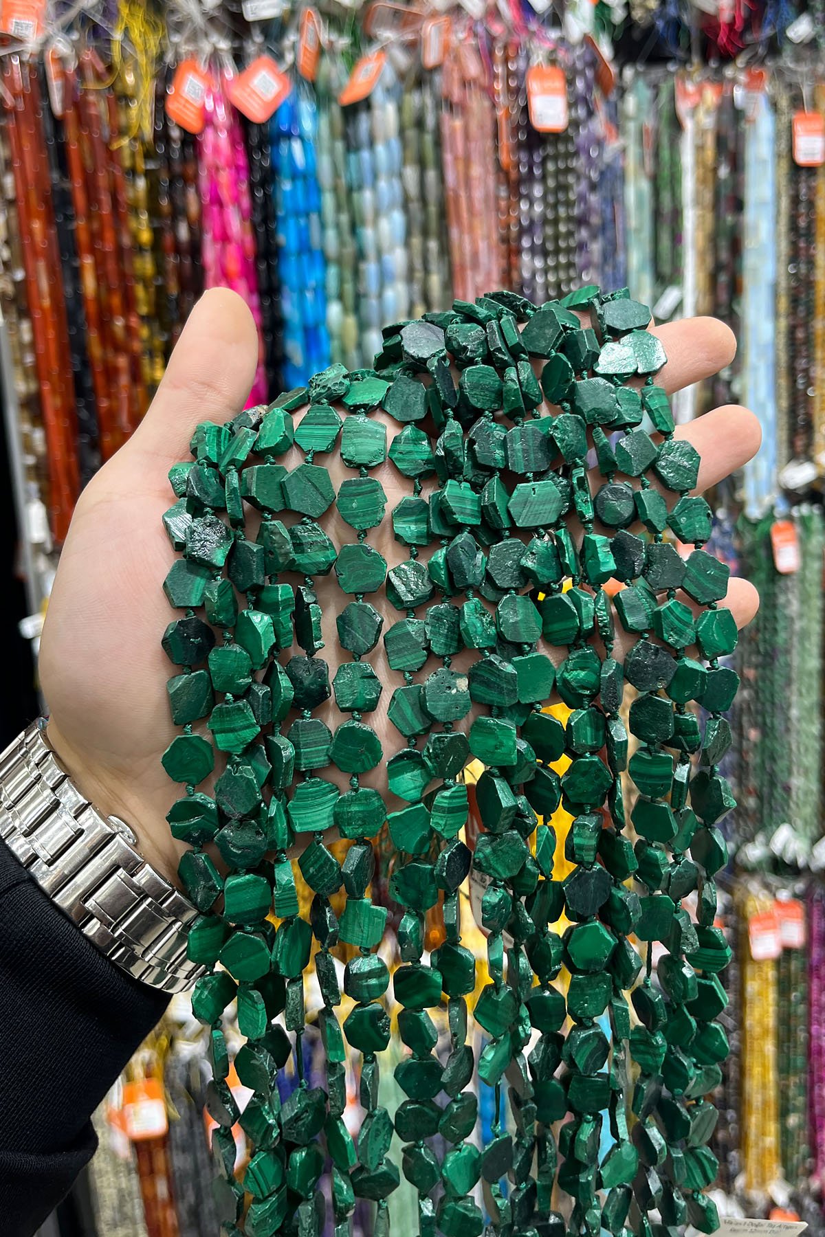 Malakit Doğal Taş Altıgen Kesim 12mm Dizi