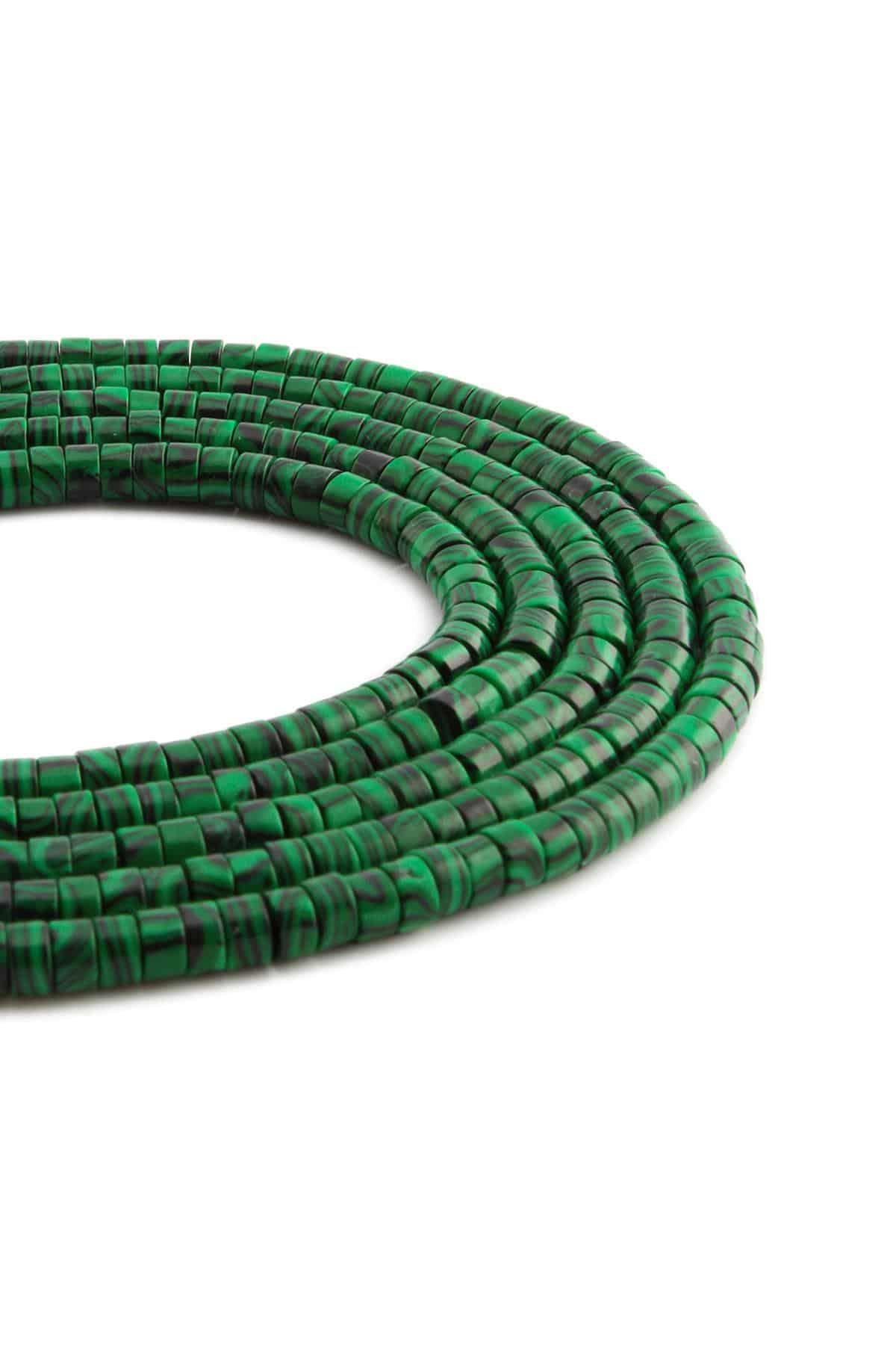 Sıkma Malakit Doğal Taş Dore Kesim 4x2mm Dizi