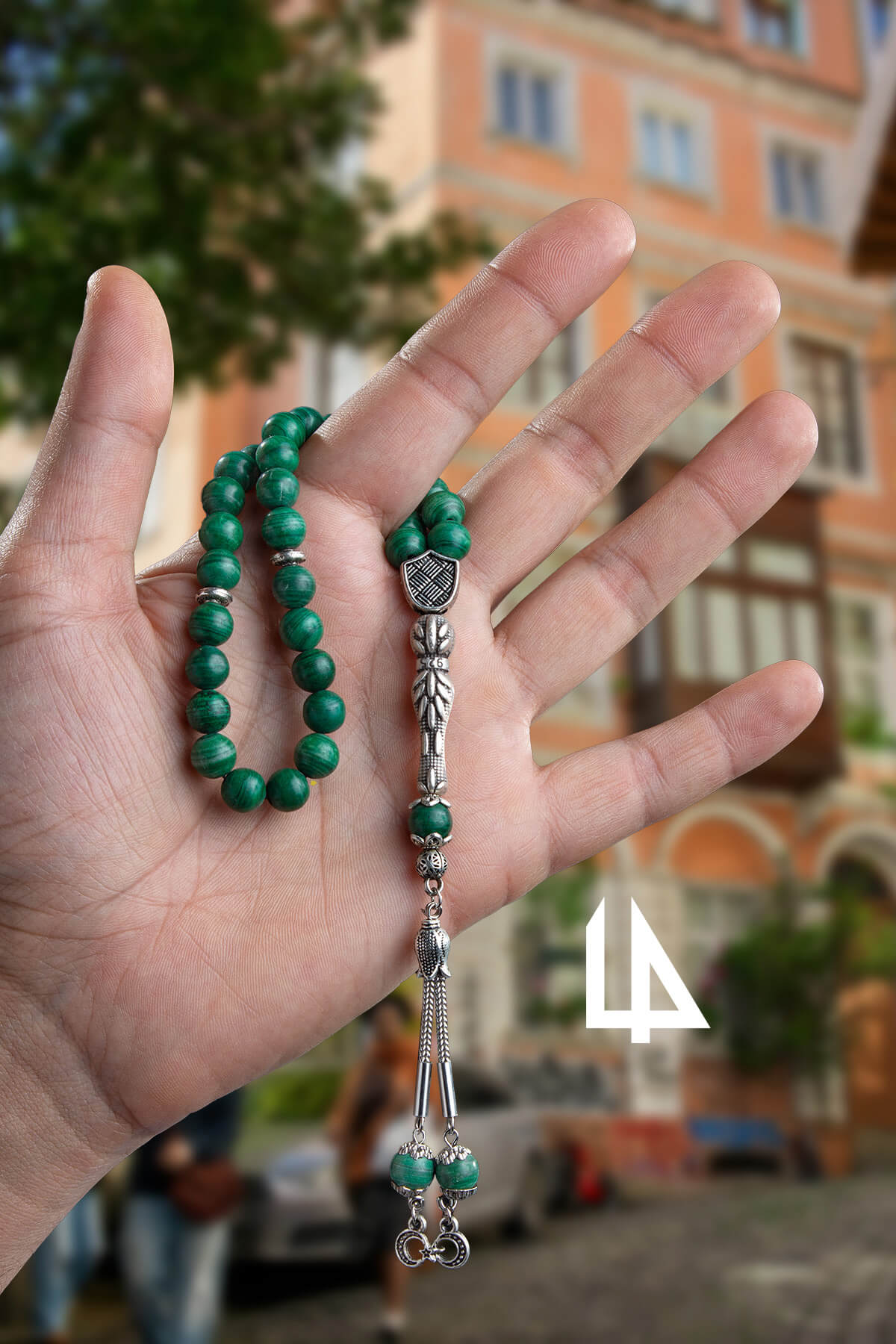 Sıkma Malakit Doğal Taş Küre Kesim 33 lü 8mm Tesbih