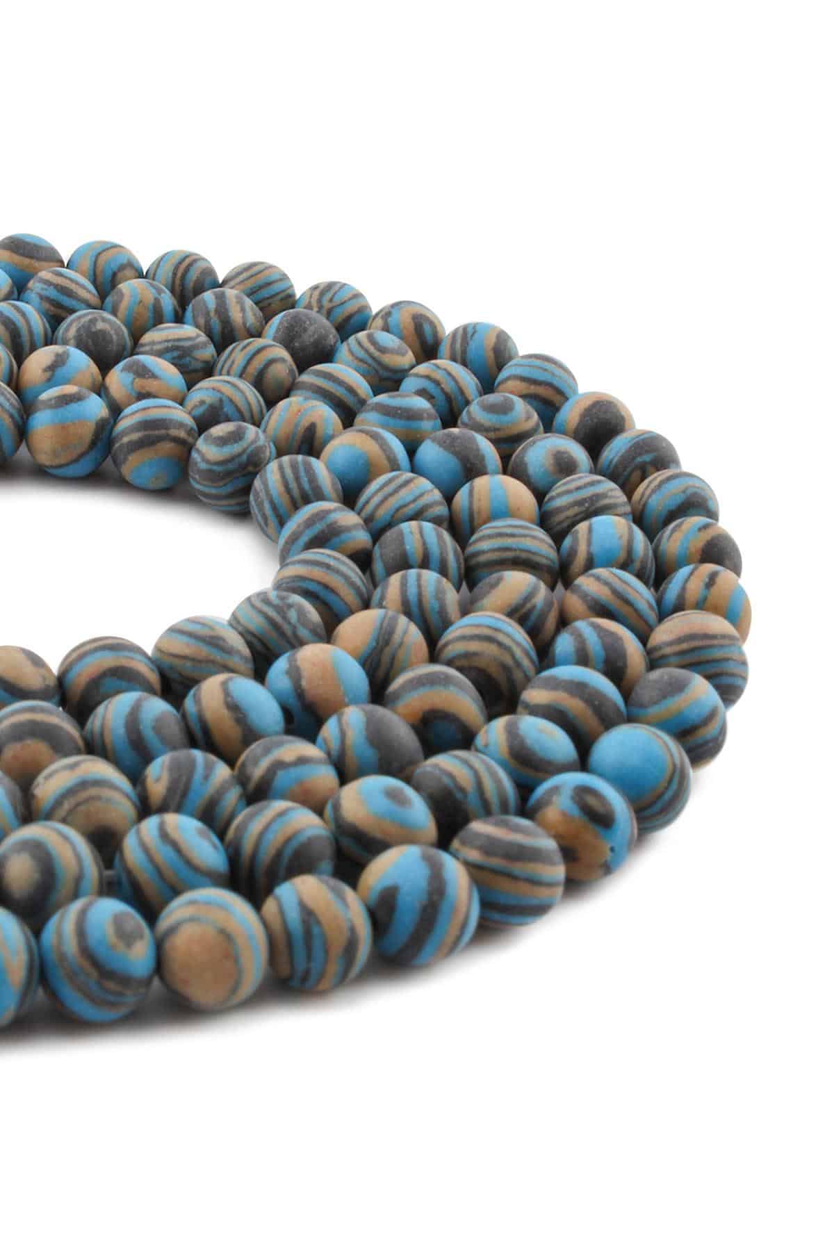 Sıkma Malakit Doğal Taş Mat Küre Kesim 8mm Dizi [B]