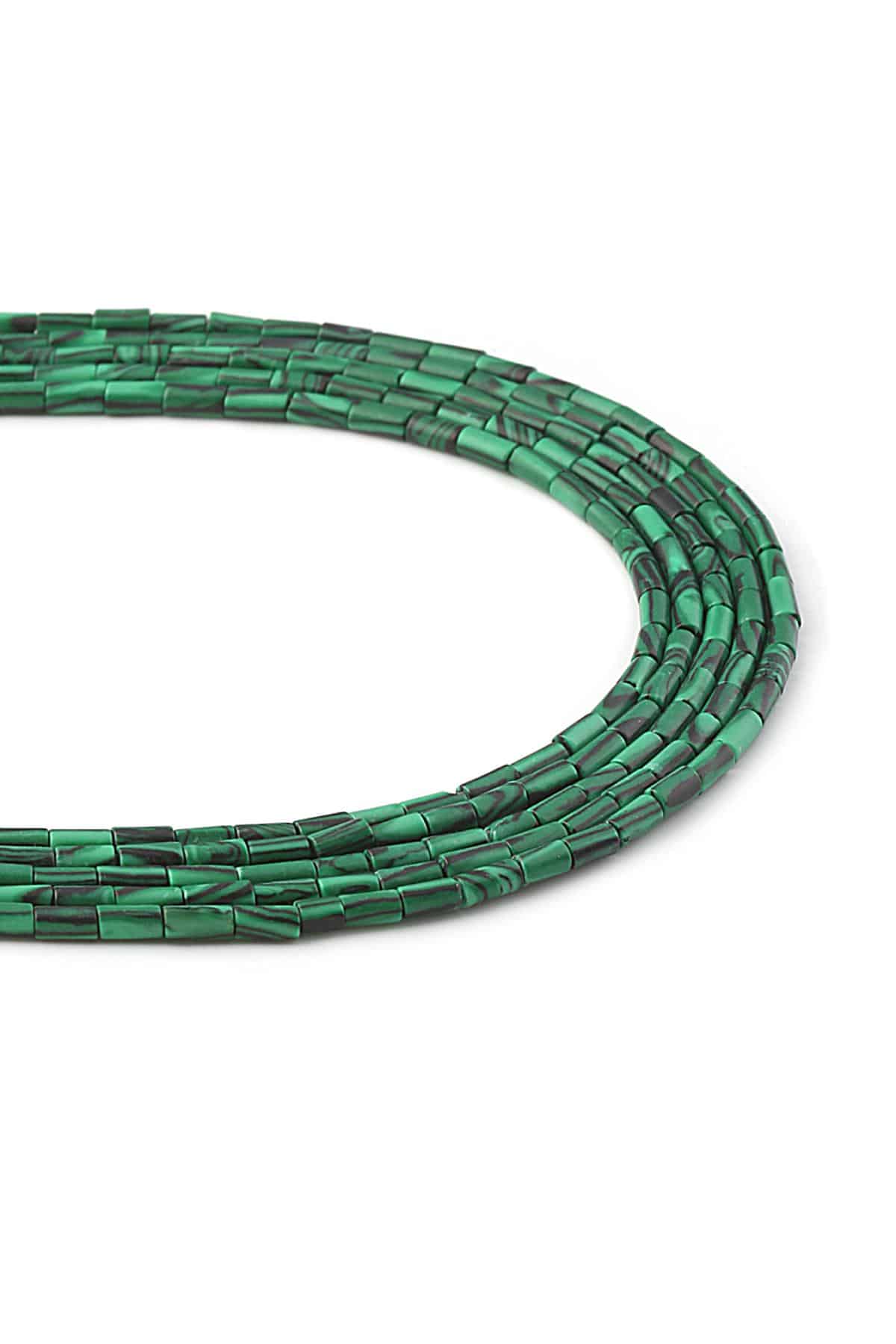 Malakit Doğal Taş Silindir Kesim 2x4mm Dizi