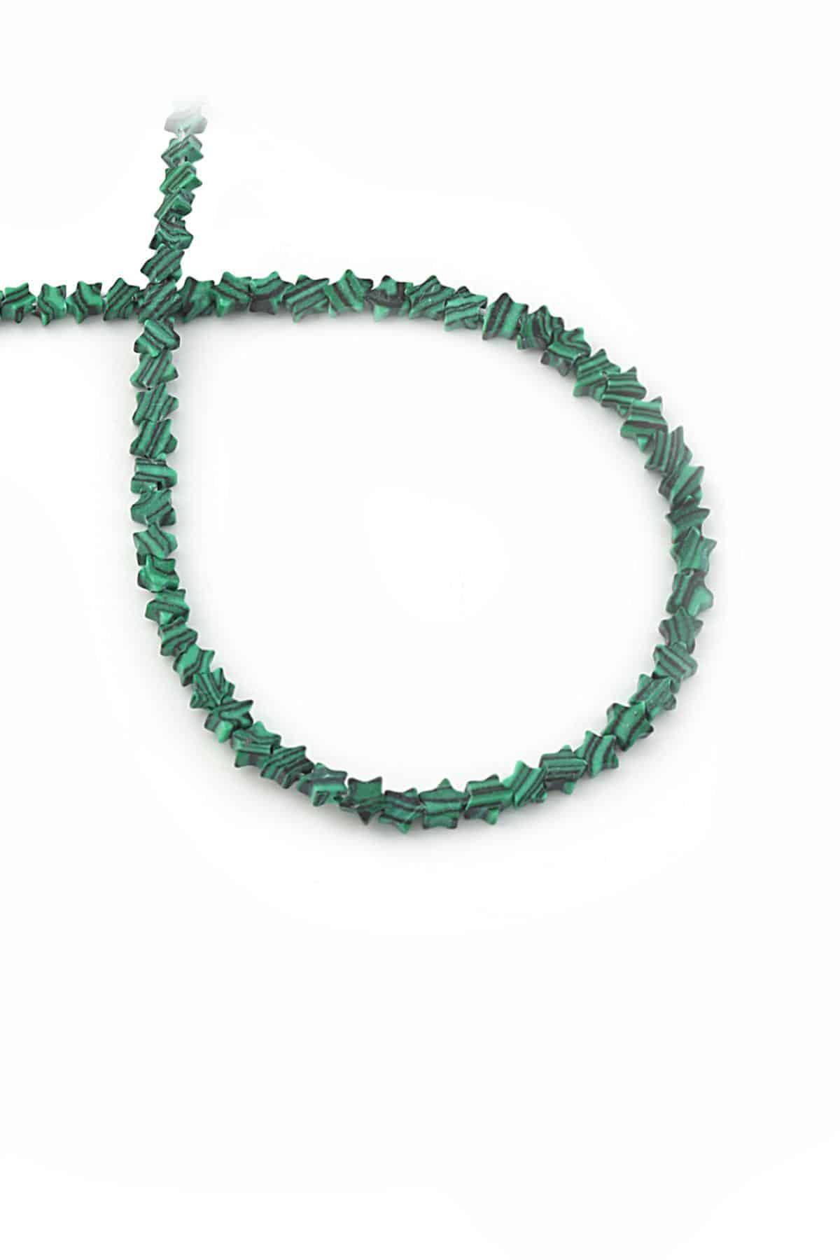 Sıkma Malakit Doğal Taş Parlak Yıldız Kesim 4mm Dizi [AB]