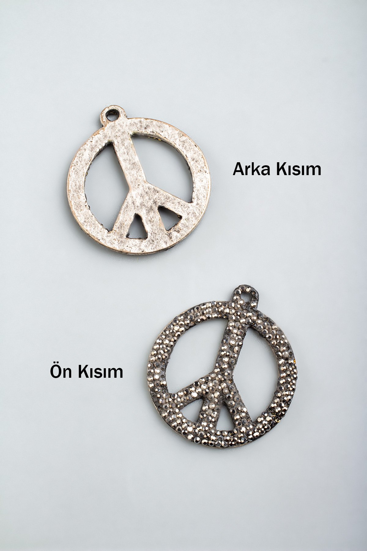 Markazit Doğal Taş Barış Figürlü Daire Kesim Kolye Ucu