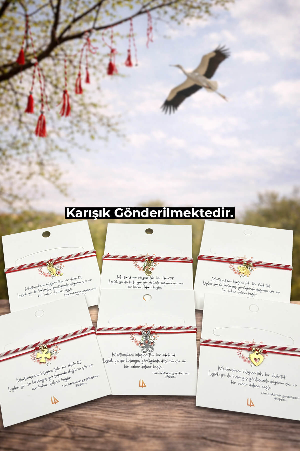 Marteniçka Karışık Kırmızı Beyaz İp Bileklik - Geleneksel Baba Marta Bahar Bilekliği