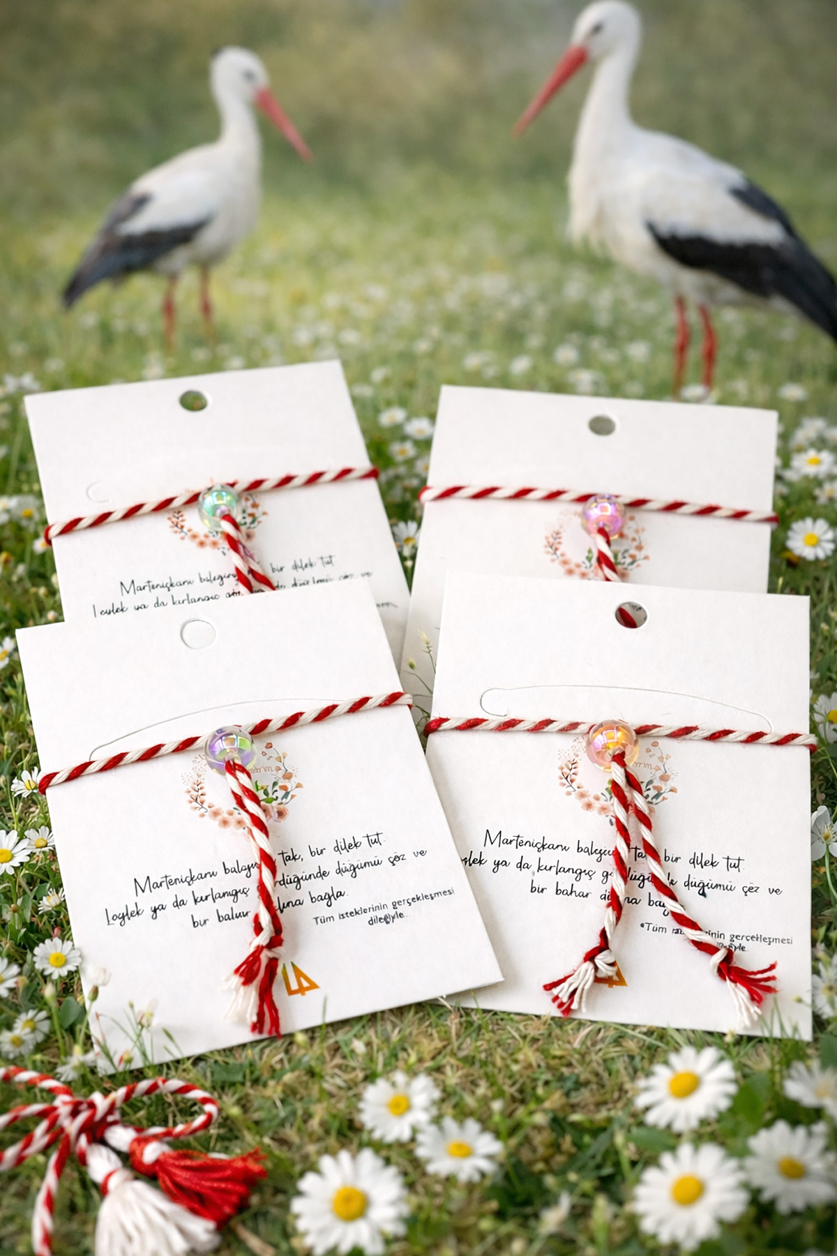 Marteniçka Kırmızı Beyaz İp Bileklik - Geleneksel Baba Marta Bahar Bilekliği