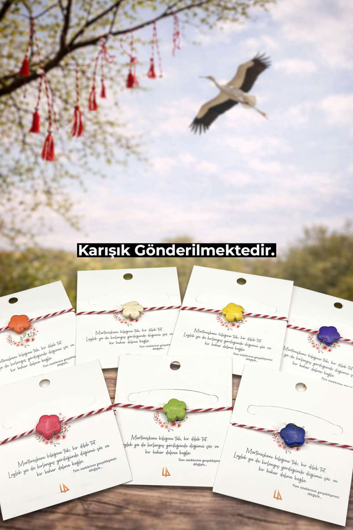 Marteniçka Yonca Temalı Kırmızı Beyaz İp Bileklik - Geleneksel Baba Marta Bahar Bilekliği