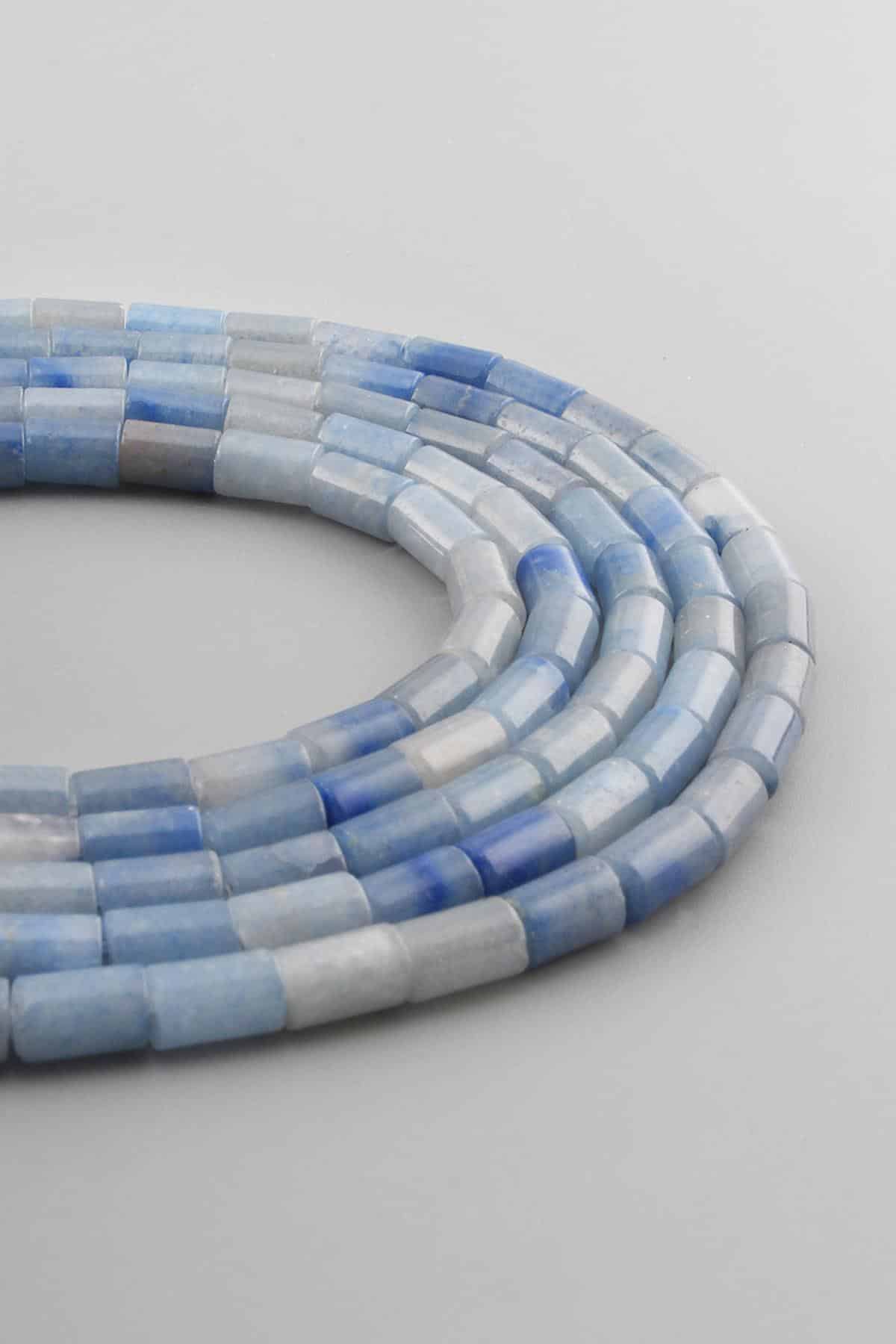 Aventurin Doğal Taş Parlak Mavi Silindir Kesim 5x8mm Dizi [AA]