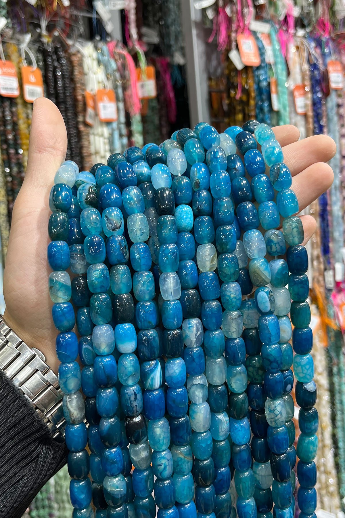 Mavi Madagaskar Doğal Taş Silindir Kesim 10x14mm Dizi