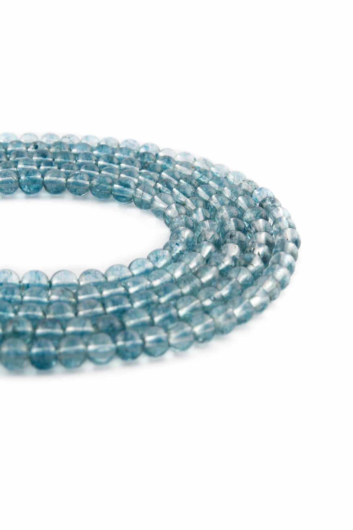 Mavi Topaz Doğal Taş Parlak Küre Kesim 4mm Dizi