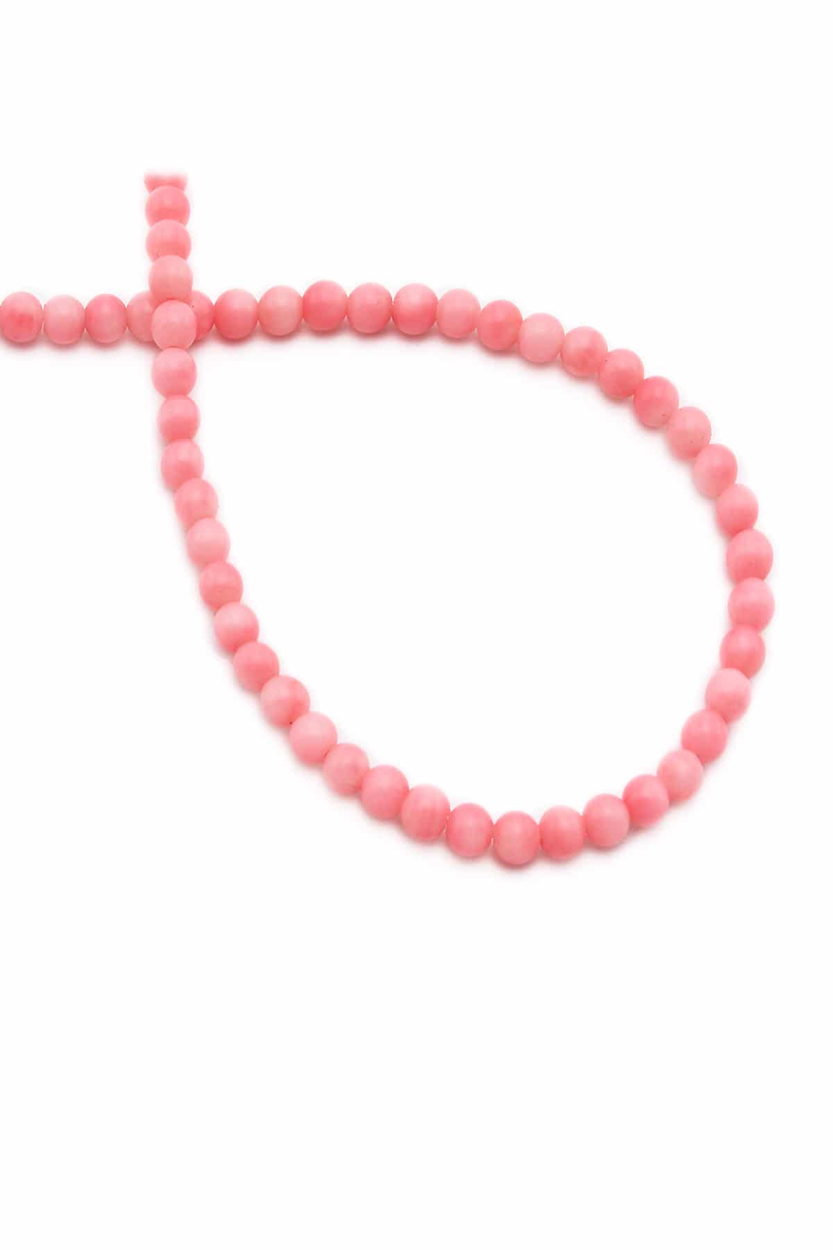 Mercan Doğal Taş Parlak Pembe Küre Kesim 4mm Dizi [AA]