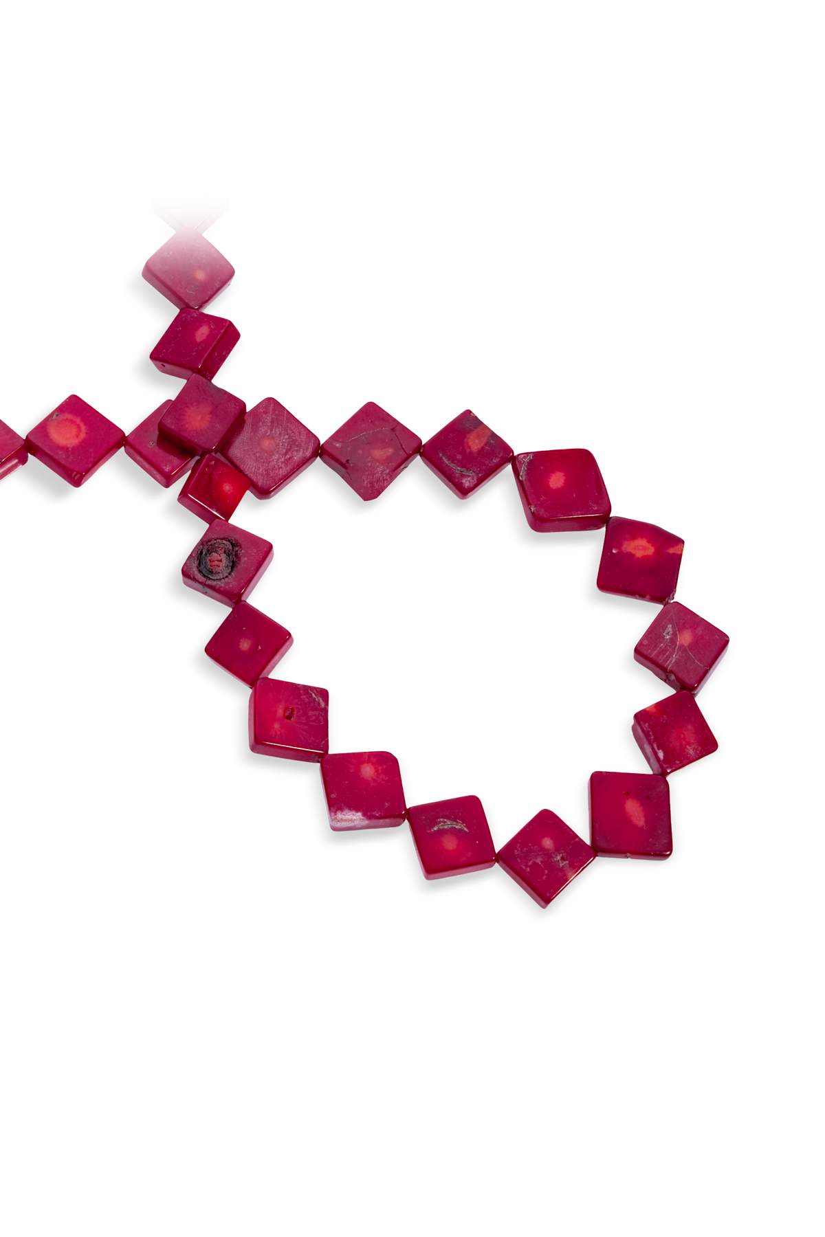 Mercan Doğal Taş Parlak Kırmızı Eşkenar Dizi