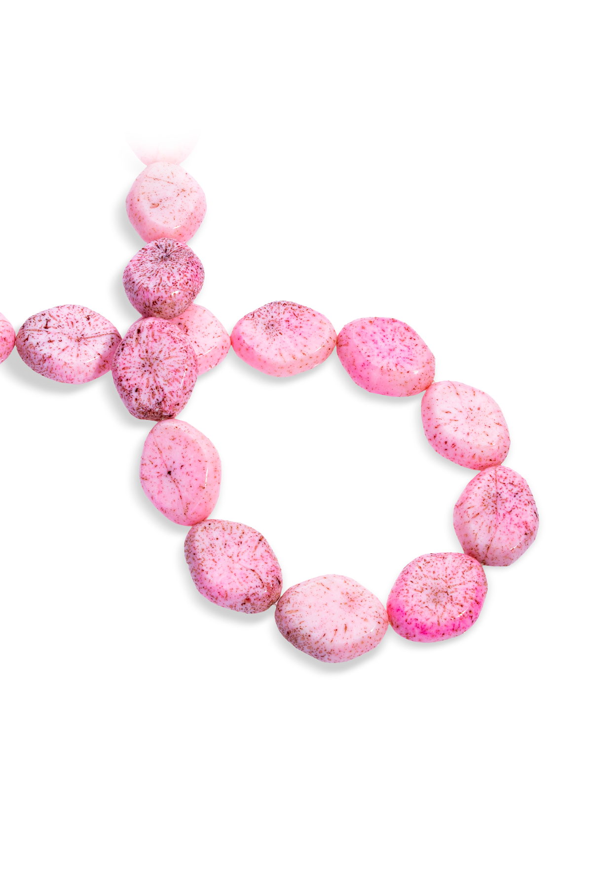 Mercan Doğal Taş Parlak Pembe Oval 10x20x25mm Dizi