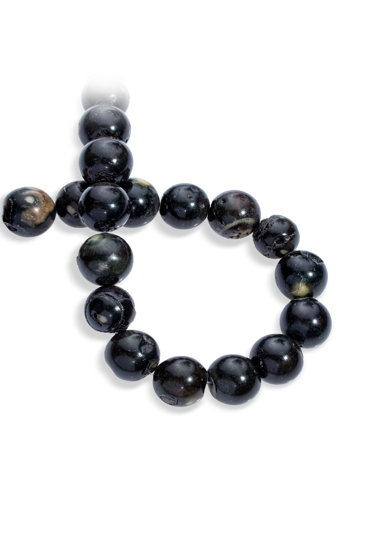 Mercan Doğal Taş Parlak Siyah Küre Kesim 20mm Dizi