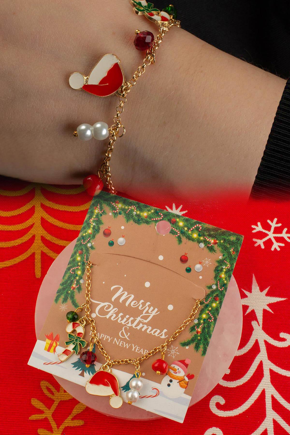 Mercan Doğal Taş Yılbaşı Karışık Sallantılı Zincir Bileklik