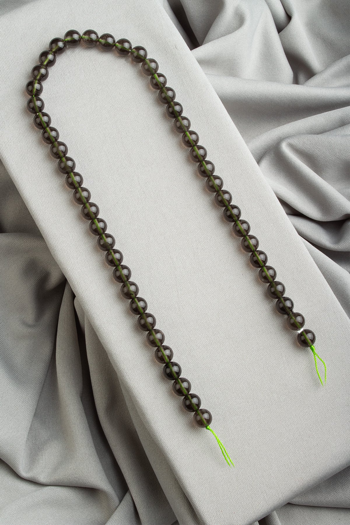 Moldavit Doğal Taş  Küre Kesim 8mm Dizi