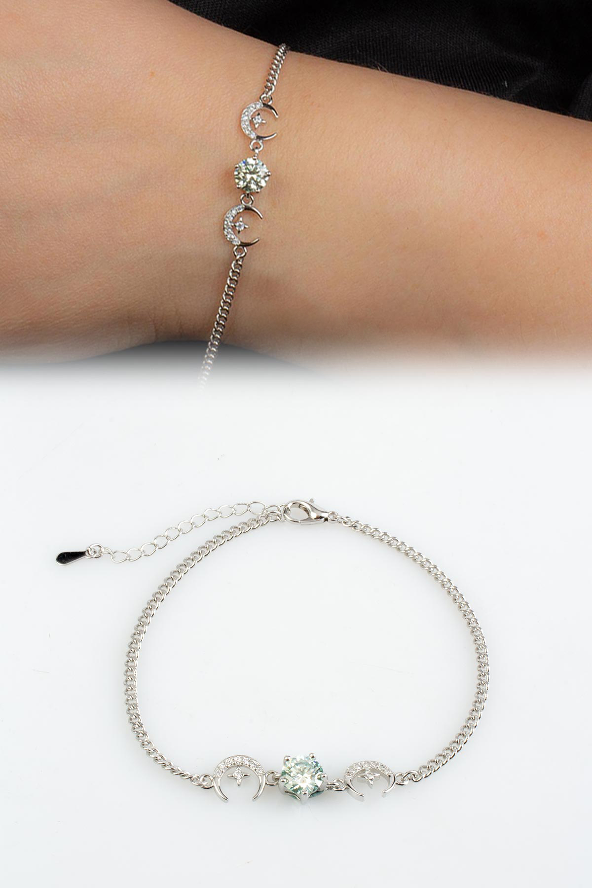 Mozanit Doğal Taş Zincir Bileklik