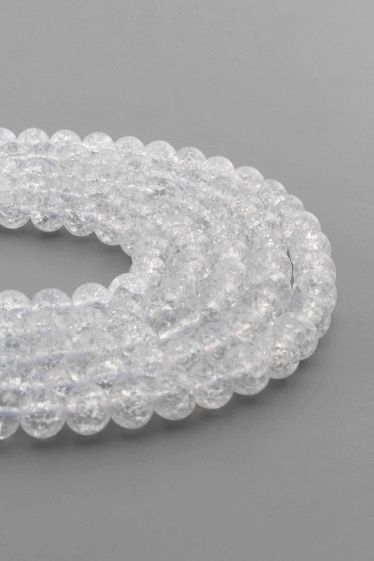 Necef Doğal Taş Parlak Beyaz Küre Kesim 8mm Dizi [AA]