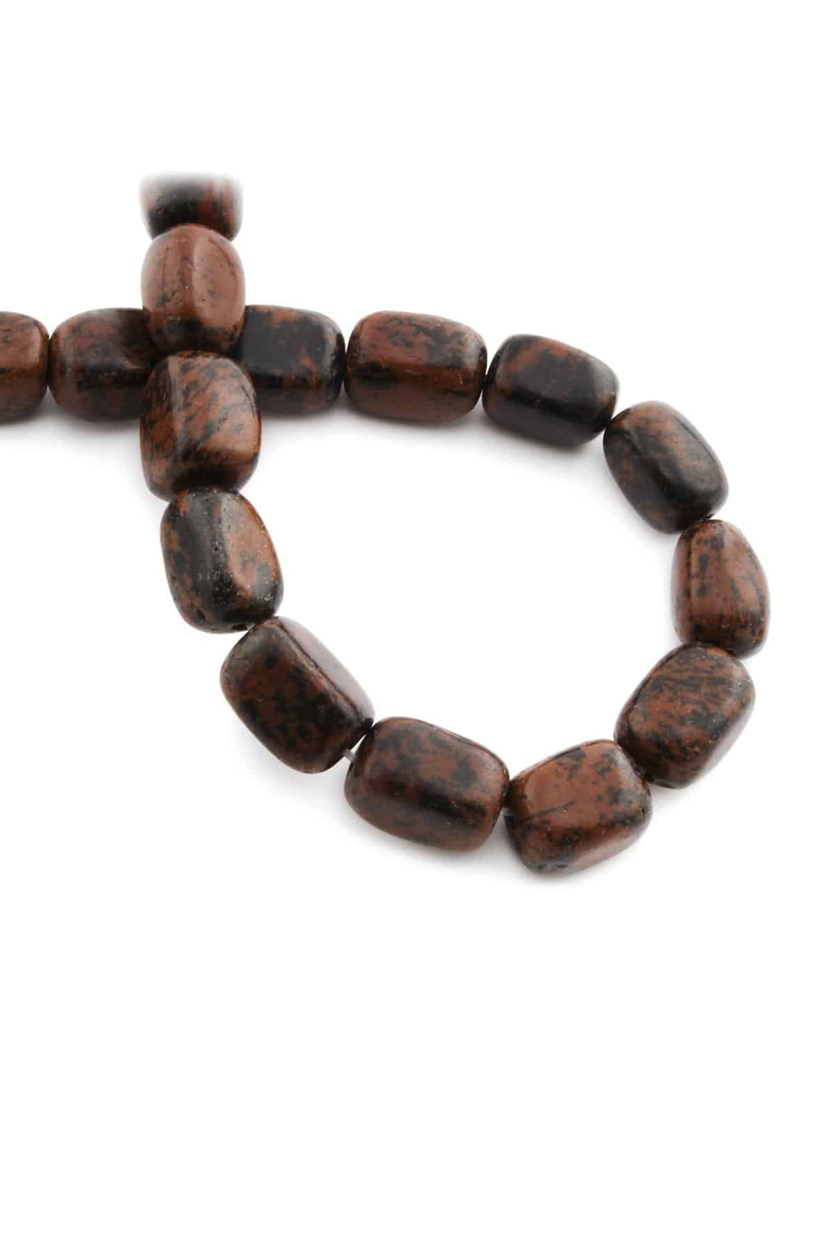 Obsidyen Doğal Taş Kahverengi Dikdörtgen Kesim 10X14mm Dizi