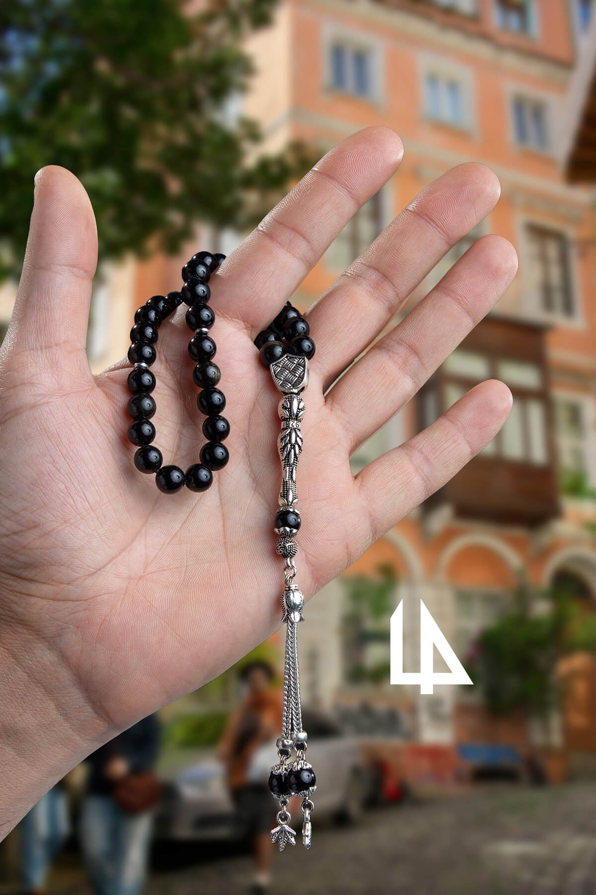 Obsidyen Doğal Taş Küre Kesim 33 lü 8mm Tesbih