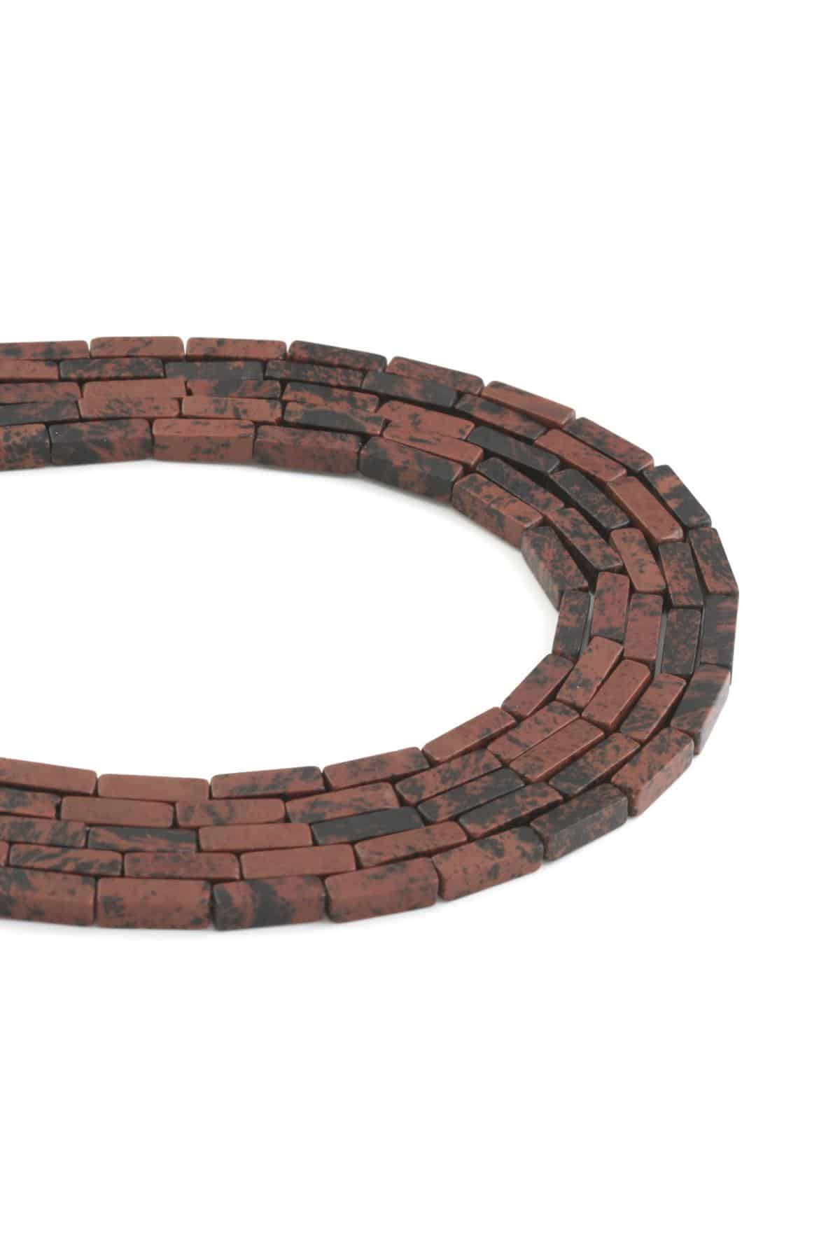 Obsidian Natural Stone Shiny Augerndy Rectangular Cut 4x13mm String Of Beads