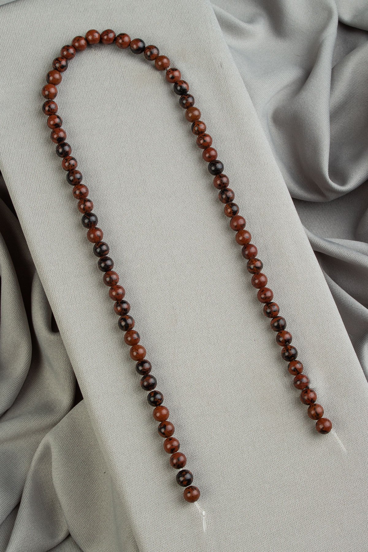 Obsidian Natural Stone Shiny Brown Globe Cut 6mm String Of Beads