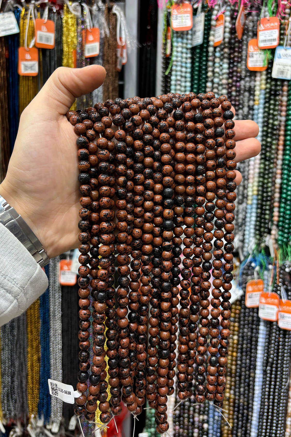 Obsidyen Doğal Taş Parlak Kahverengi Küre Kesim 8mm Dizi [AA]