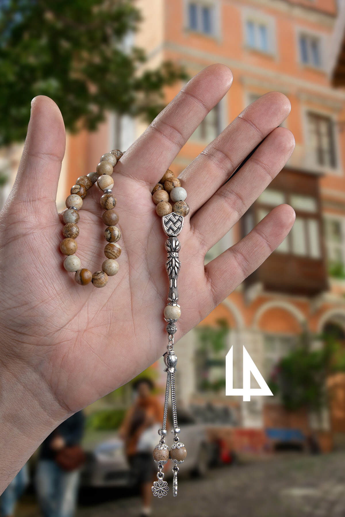 Ağaç Jasper Doğal Taş Küre Kesim 33 lü 8mm Tesbih