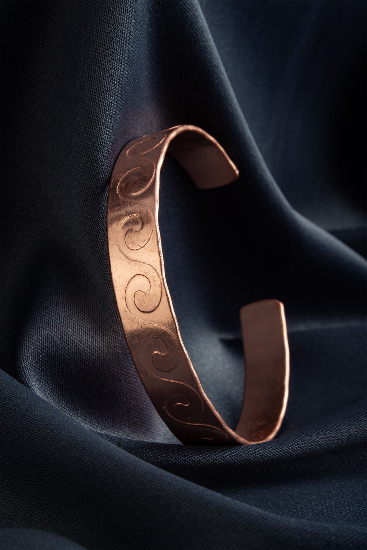 Okyanus Kabartmalı Ayarlanabilir Unisex Bakır Bileklik