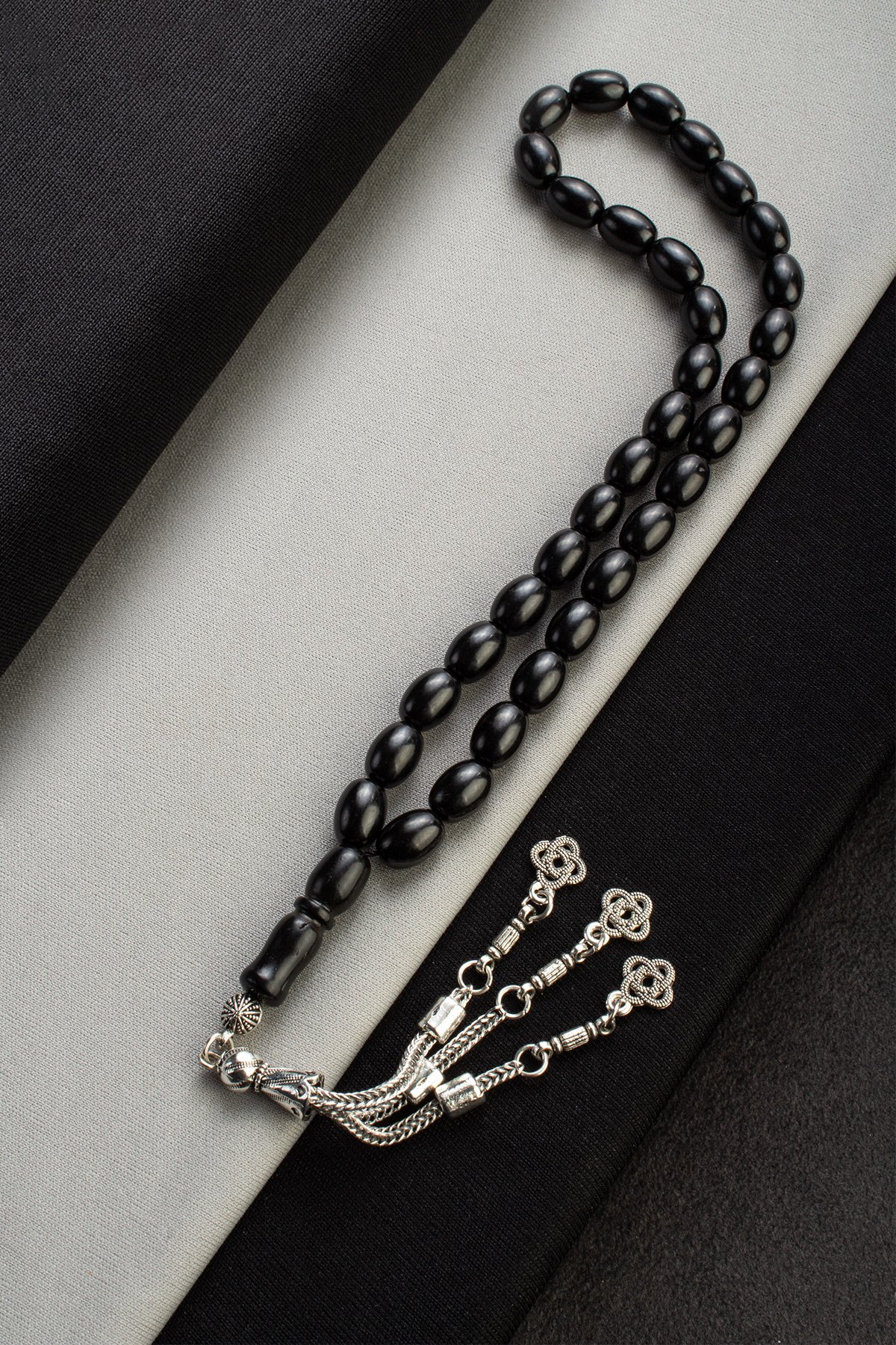 Oltu Taşı Doğal Taş Arpa Kesim 33 lü 10 mm Tesbih