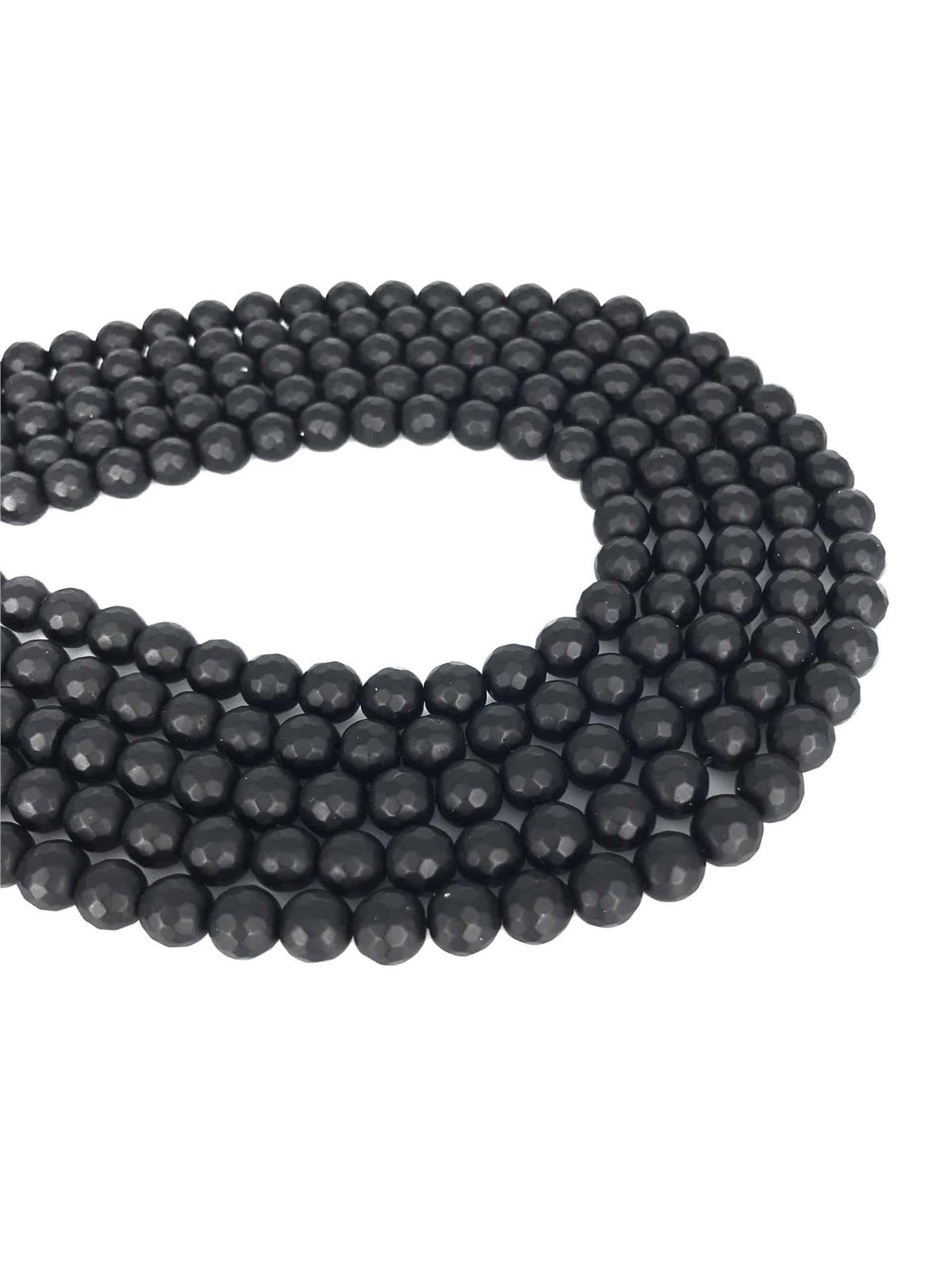 Oniks Doğal Taş Mat Küre Faset Kesim 6mm Dizi [B]