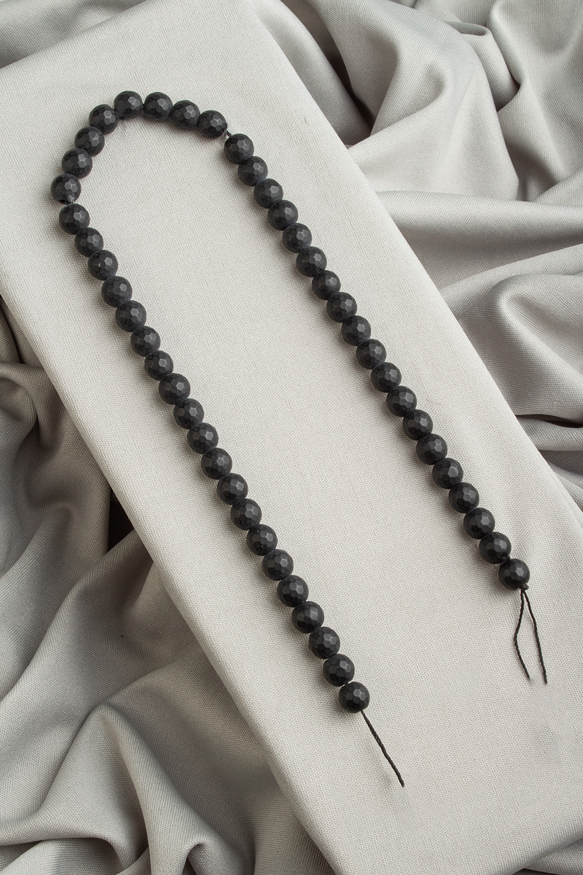 Onyx Natural Stone Matte Black Globe Facet Cut 8mm String Of Beads