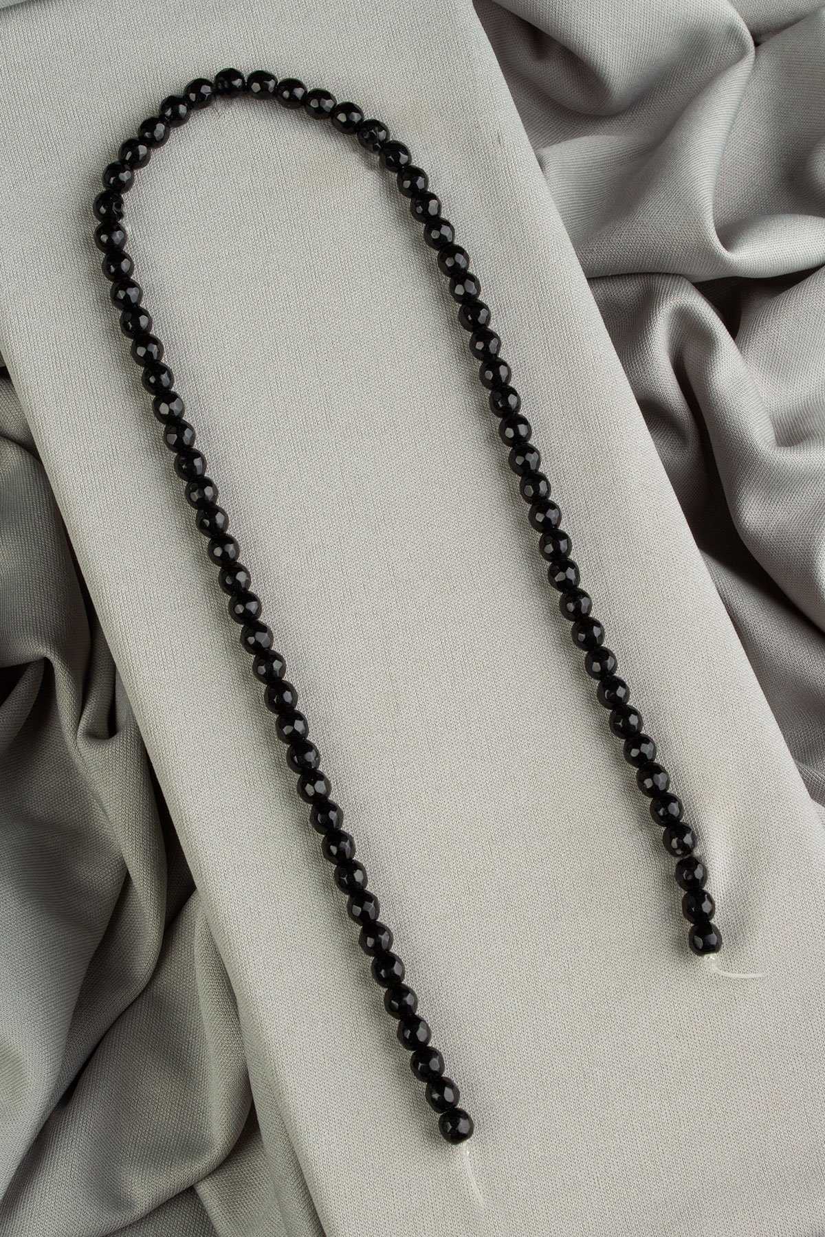 Onyx Natural Stone Shiny Globe Facet Cut 6mm String Of Beads