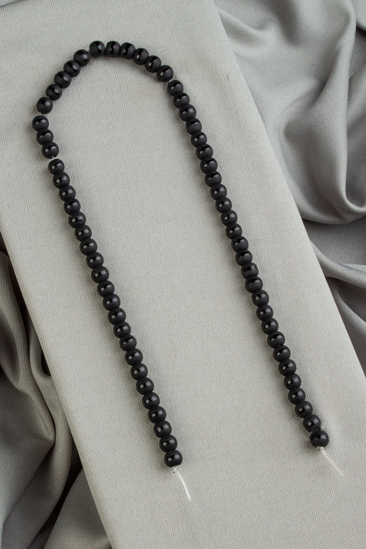 Onyx Natural Stone Black Düz Çizgili String Of Beads 6mm