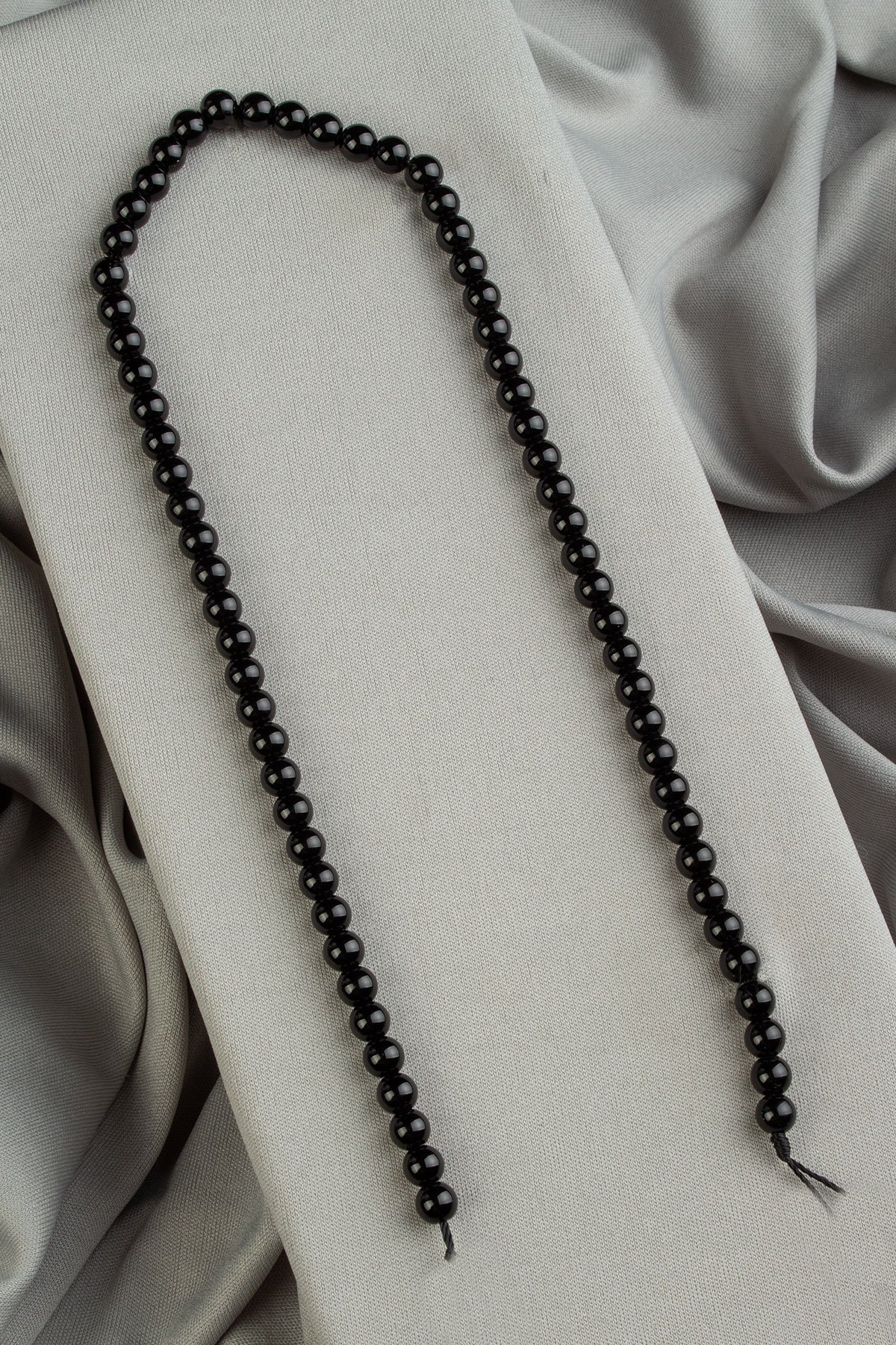 Onyx Natural Stone Shiny Black Globe Cut 6mm String Of Beads