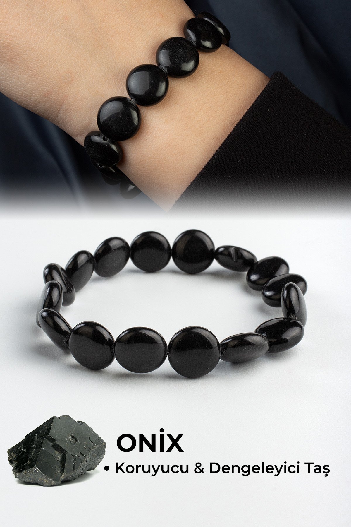 Oniks Doğal Taş Yassı Daire Kesim 12mm Bileklik