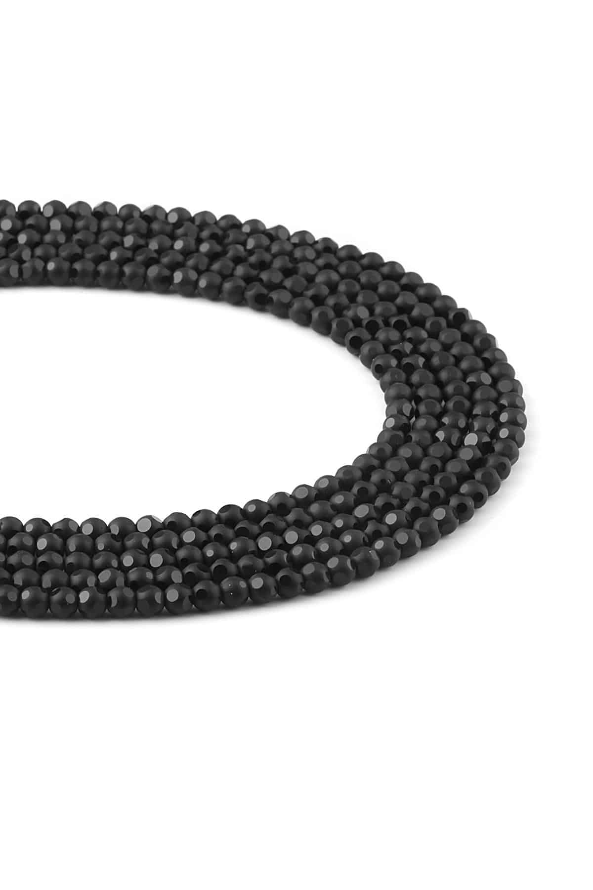 Cam Oniks Parlak Siyah Avize Kesim 4mm Dizi