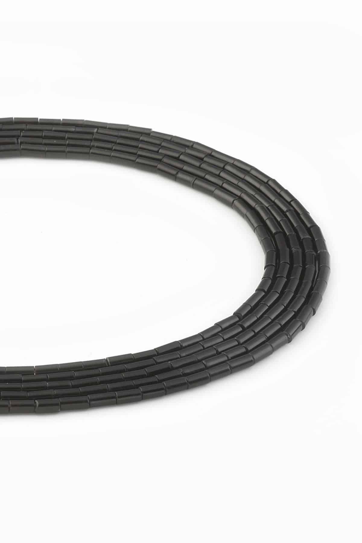 Oniks Doğal Taş Parlak Silindir Kesim 2x4mm Dizi [AA]