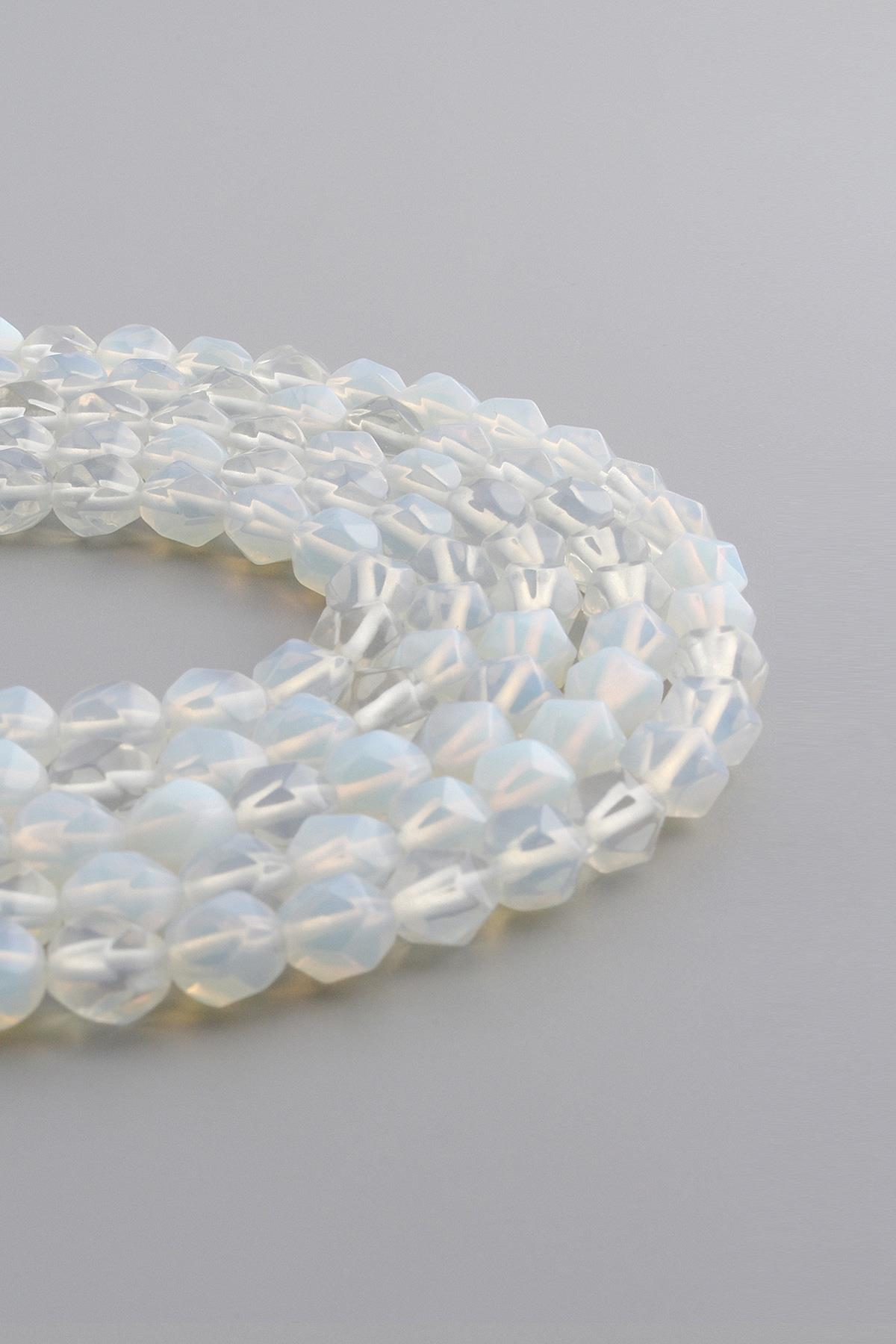 Opal Doğal Taş Parlak Hegzagonal Kesim 8mm Dizi