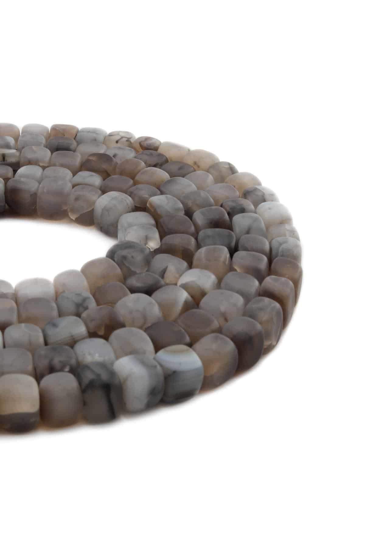 Örümcek Akik Doğal Taş Mat Kahverengi Küp Kesim 8x8mm Dizi