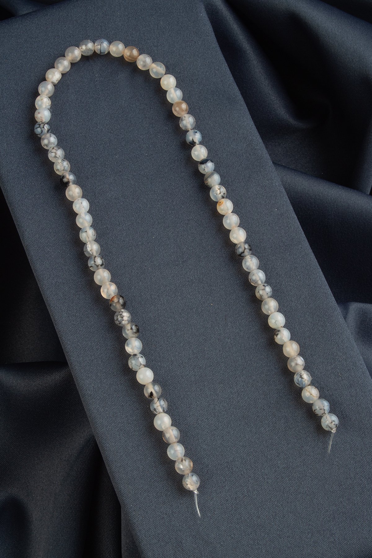 Örümcek Akik Taşı Parlak Gri Küre Kesim 6mm Dizi [AA]