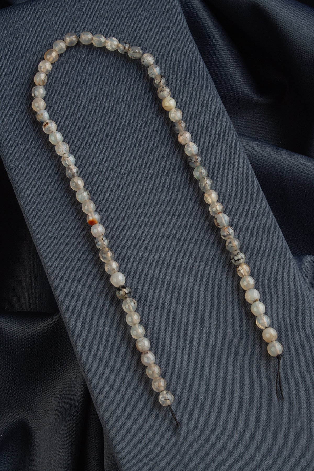 Örümcek Akik Doğal Taş Parlak Gri Küre Faset Kesim 6mm Dizi [AA]