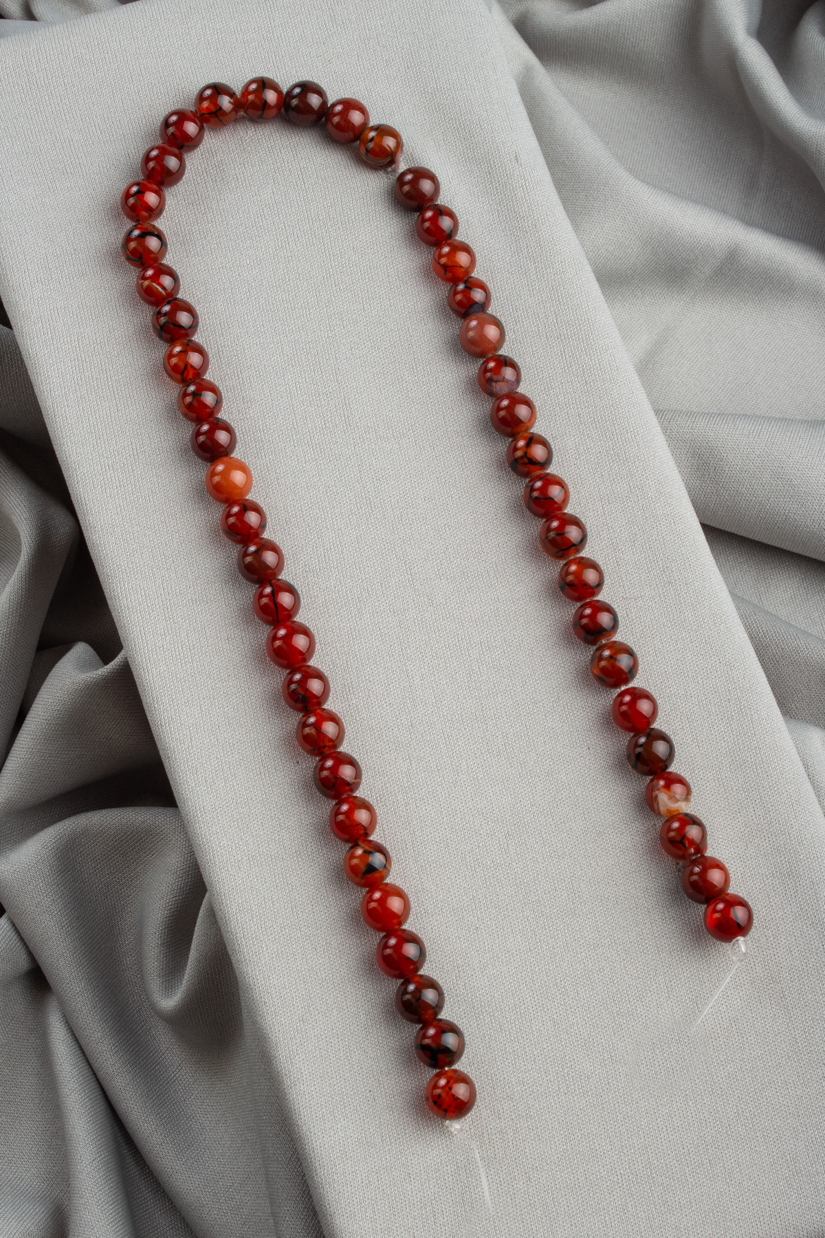 Örümcek Akik Doğal Taş Parlak Kahverengi Küre Kesim 8mm Dizi [AA]