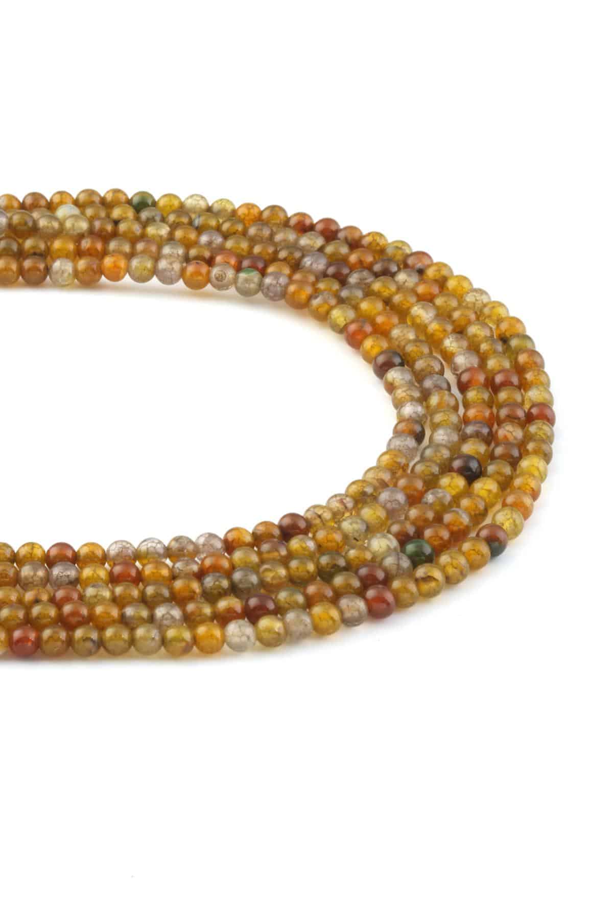 Örümcek Akik Doğal Taş Parlak Sarı Küre Kesim 4mm Dizi