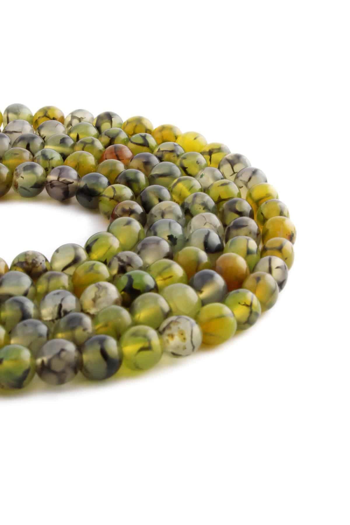 Örümcek Akik Doğal Taş Parlak Sarı Küre Kesim 8mm Dizi