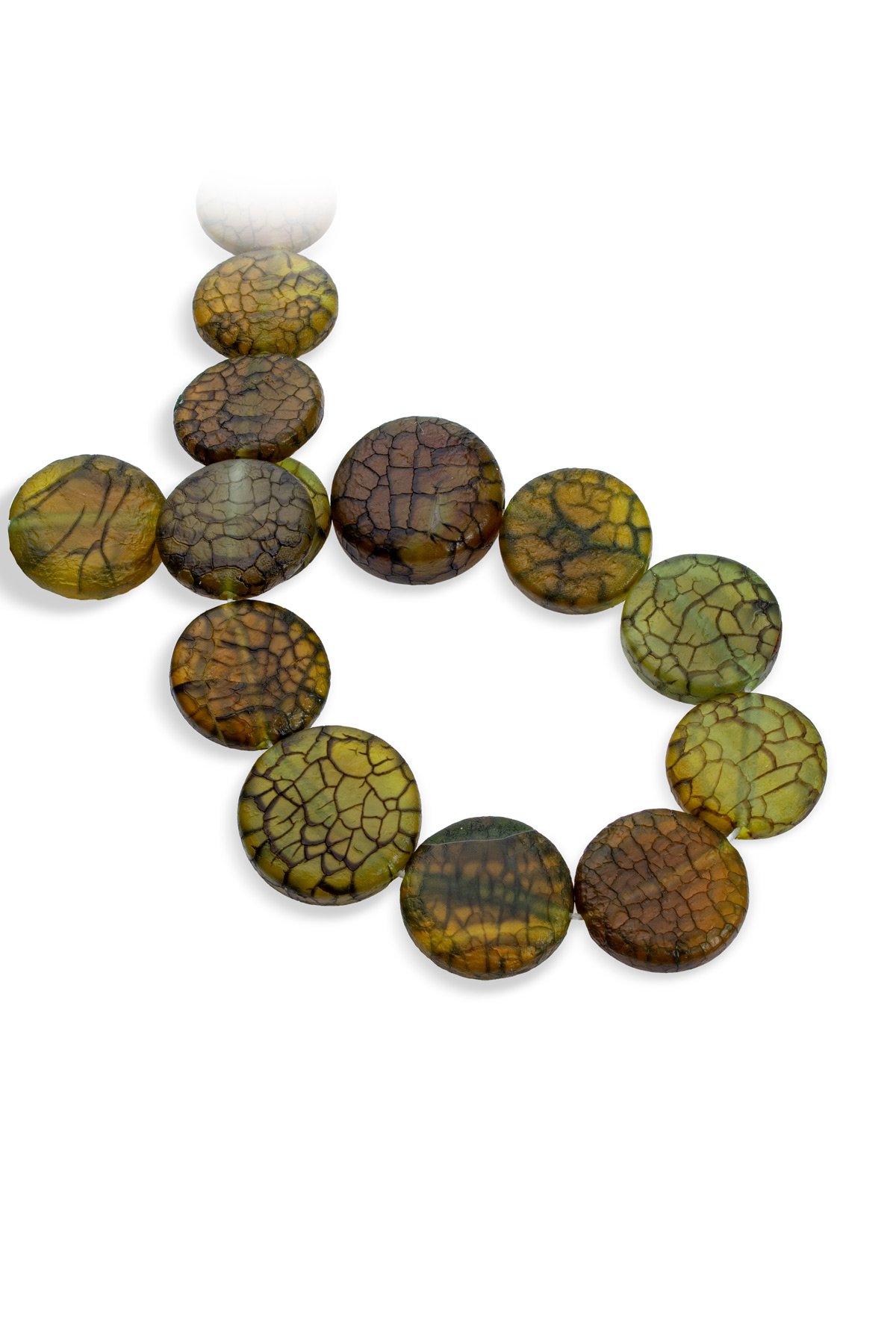 Örümcek Akik Doğal Taş Sarı Yassı Daire Kesim 25mm Dizi