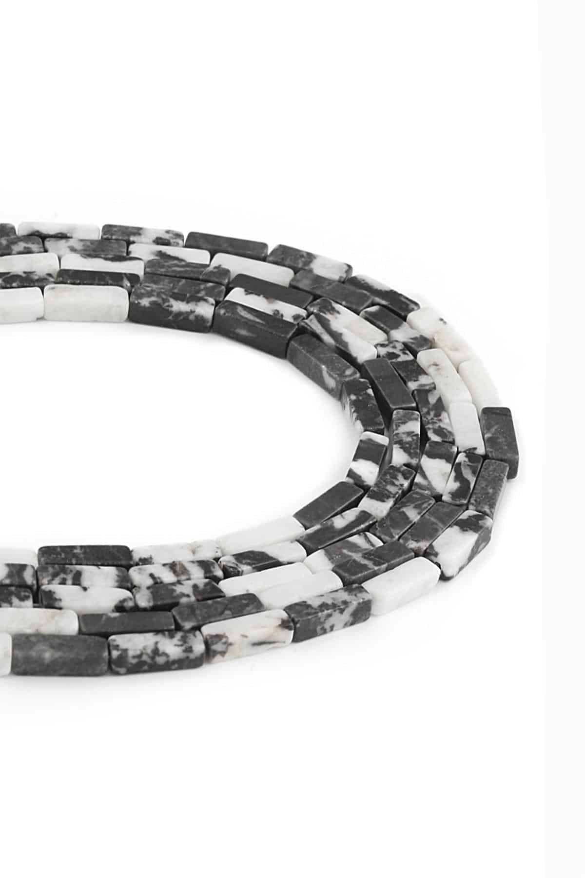 Panda Jasper Doğal Taş Parlak Dikdörtgen Kesim 4x13mm Dizi [AA]