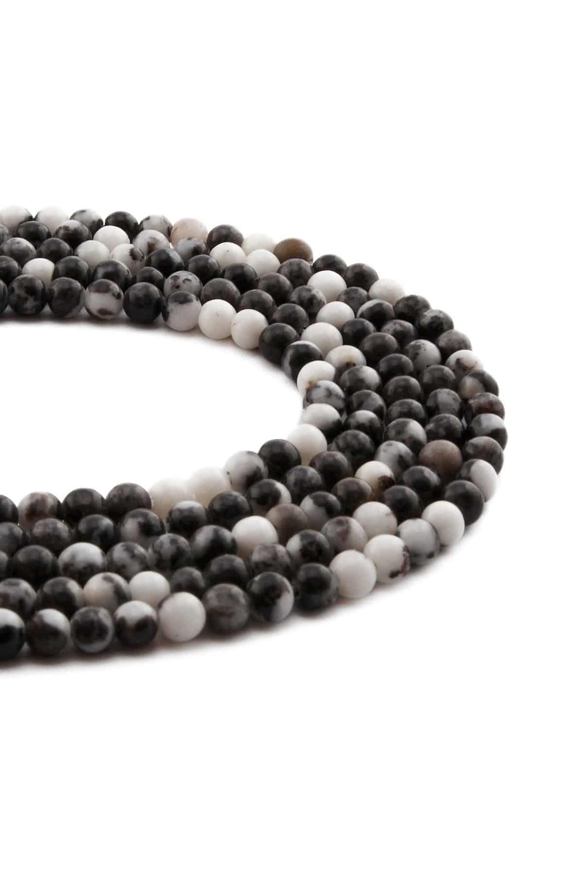 Panda Jasper Doğal Taş Parlak Küre Kesim 4mm Dizi [AA]