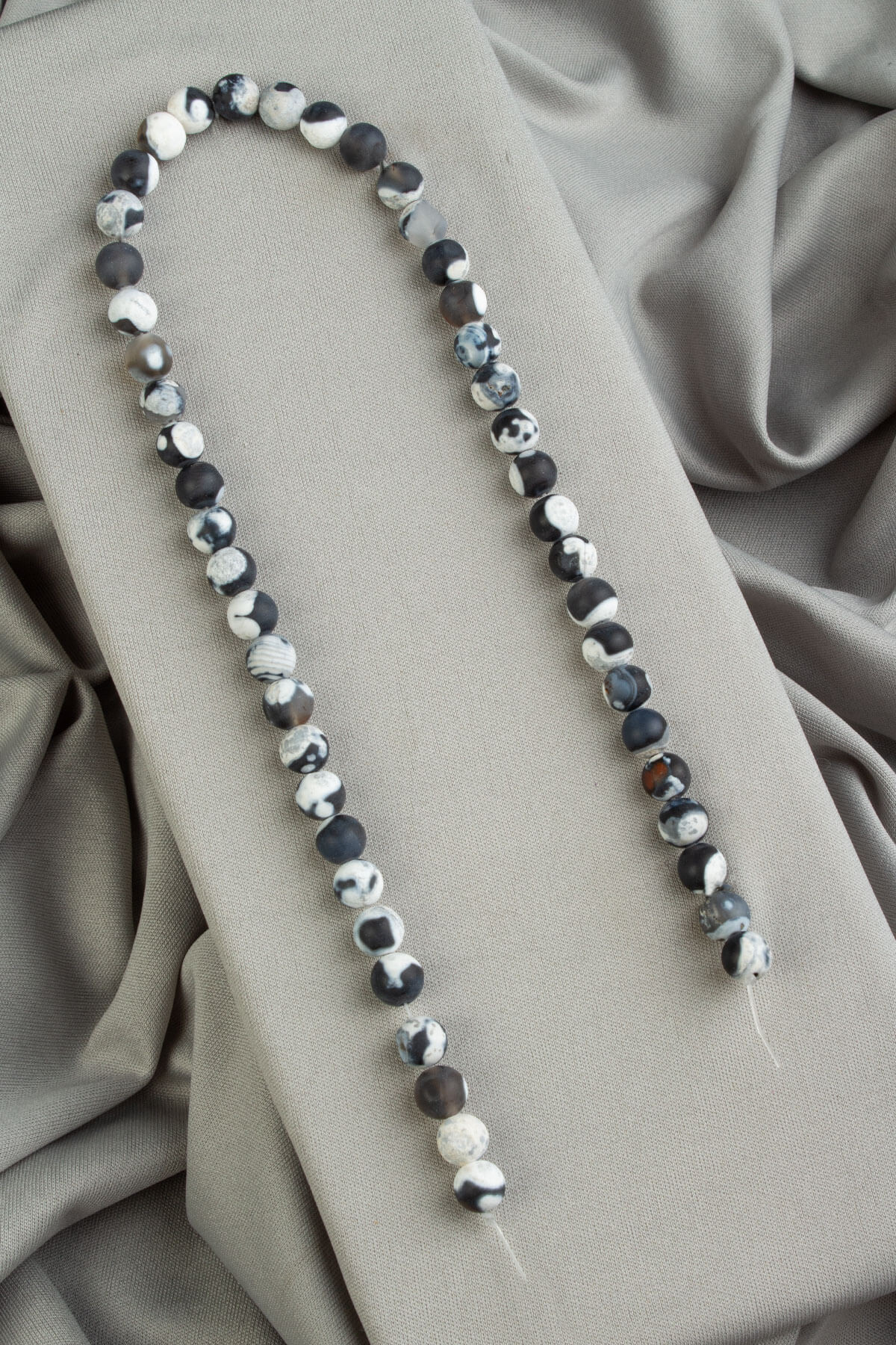 Pat Pat Akik Doğal Taş Mat Siyah Küre Kesim 8mm Dizi